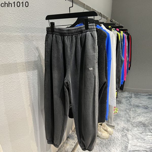 

spring and pants autumn high version b home hook balencaigass elastic washing loose terry tie foot casual men's and women's sports, Black