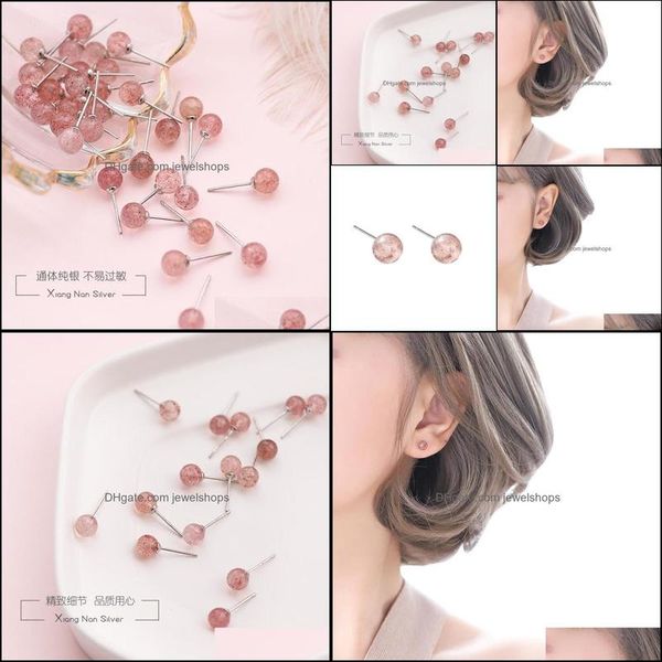 

stud stud fine jewelry sterling sier 4mm small earrings made with european crystals pink crystal drop delivery 2021 jewelshops dhip2, Golden;silver