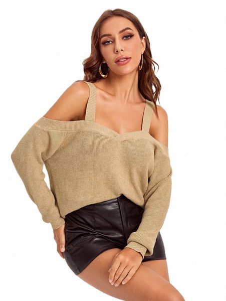 

women's sweaters cold shoulder ribbed knit sweater c8hi#, White;black