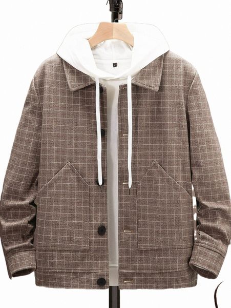 

men's down & parkas men plaid single breasted overcoat without hoodie p4ok#, Black