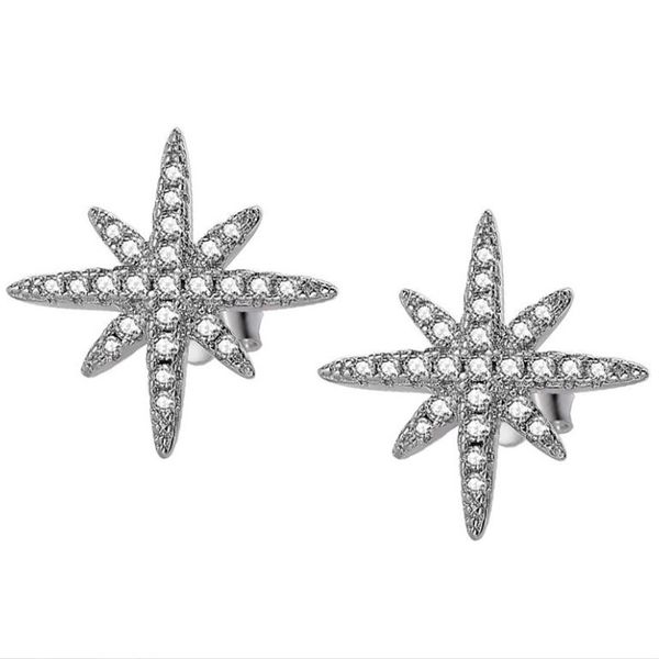 

simple fashion meter character stud earing 925 sterling silver jewelry pave white sapphire cz diamond gemstones party birthday gift women, Golden;silver