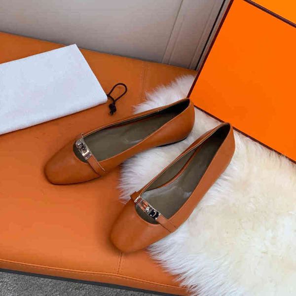 

70% off designer women's luxury slippers casual metal button round toe ladies ballet flats non slips soft flock sllip-on light leather, Black