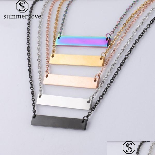 

pendant necklaces new blank bar pendant necklace for women men stainless steel gold rose sier charm jewelry buyer own eng carshop2006 dh3tq, Silver