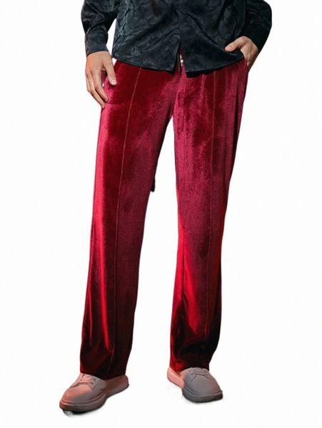 

men's pants men velvet drawstring waist sweatpants p8rb#, Black