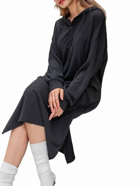 

casual dresses dazy drop shoulder split hem drawstring hoodie dress e2af#, Black;gray