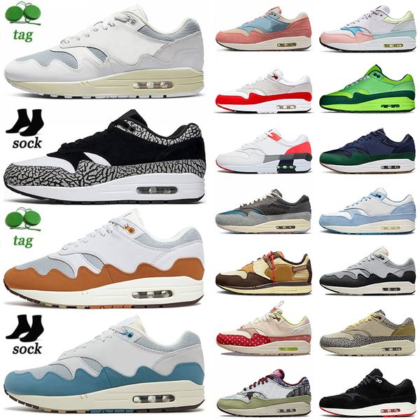 

fashion 2022 original 1 87s og running shoes mens womens patta x monarch noise aqua black white elephant tour yellow obsidian safari nh tree