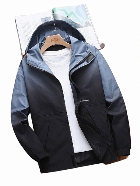 

men's jackets men ombre zip up hooded coat without tee i9ar#, Black;brown