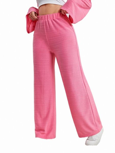 

women's pants & capris solid elastic waist wide leg pants f8nv#, Black;white