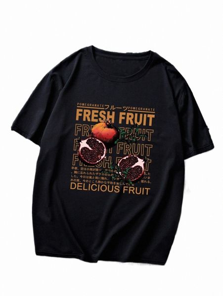 

men's t-shirts romwe guys pomegranate print tee o6eo#, White;black