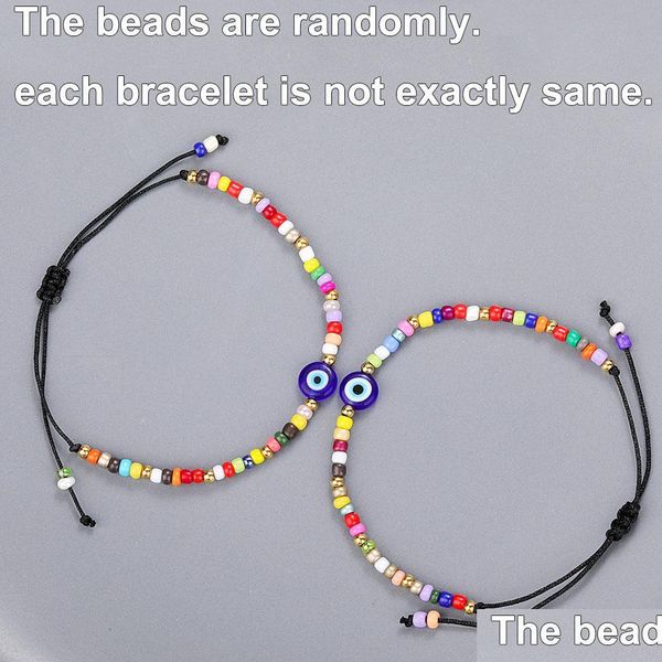 

link chain lucky turkish evil blue eye random beaded chain bracelet handmade cute accessaries protection rope brace mjfashion dhg0o, Black