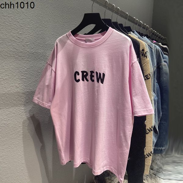 

summer high tee version b family crew lettered print pullover round neck loose casual t-shirt short sleeved clothes balencaigass, White;black