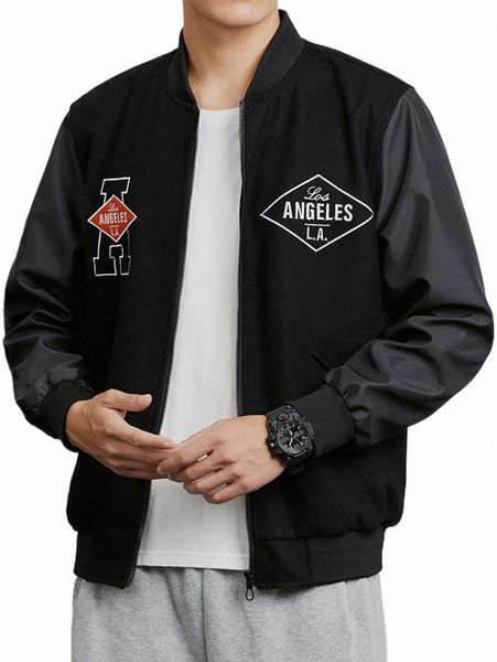 

men's jackets men letter embroidery bomber jacket p9cv#, Black;brown