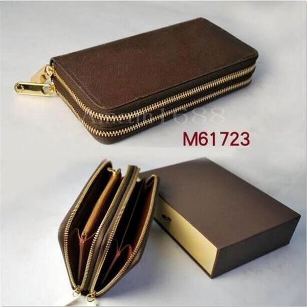 

new fashion women wallet purse men long wallet leather clutch bag classic double zipper wallet card holder2444, Red;black