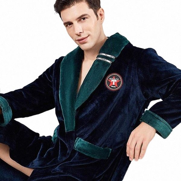 

men's sleepwear men's sleepwear men bathrobe gown casual patchwork kimono robe novelty thickened coral fleece nightwear intimate l, Black;brown