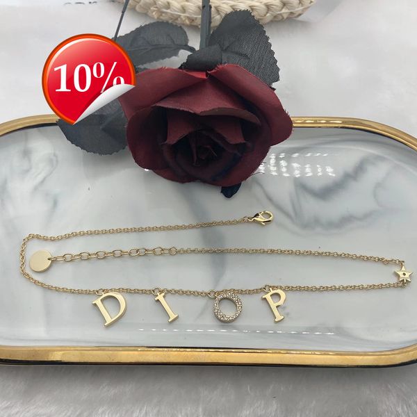 

luxury design women's necklace d home new cd letter dio net red same style versatile temperament high-end quality brass material light, Silver
