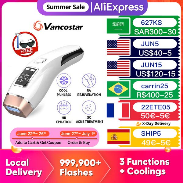 

4in1 ipl hair removal laser epilator 999000 flash cooling lcd acne treatment rejuvenation device for home bikini trimmer