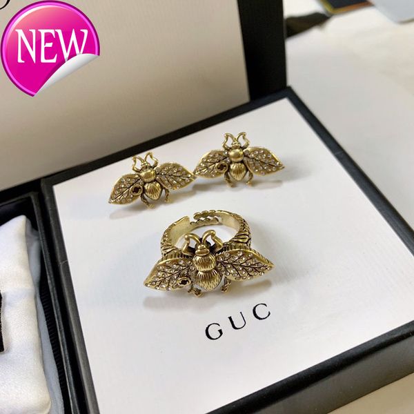 

luxury brand design earrings vintage bee g earrings classic simple diamond ins personalized, Golden;silver