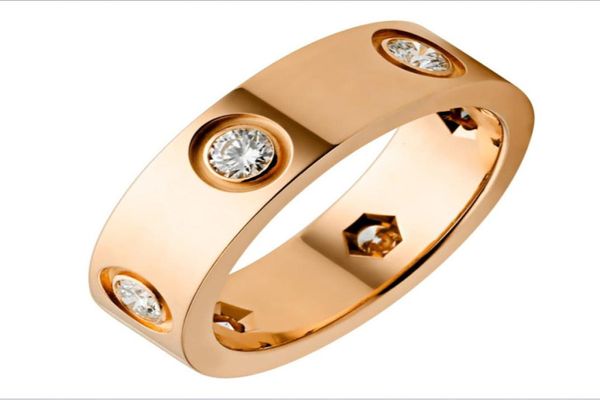 

love ring silver gold promise design diamonds no screw womens mens stainles