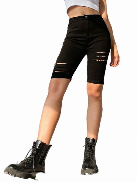 

women's shorts solid ripped bermuda shorts 2022 new s4a2#, White;black