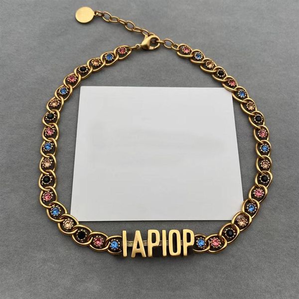 

fashion color initial letter choker necklace bijoux for lady womens party wedding lovers gift jewelry with box277e, Golden;silver