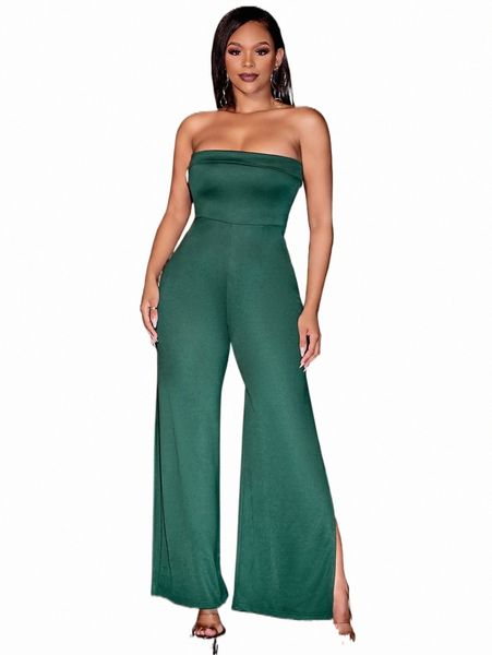 

women's jumpsuits & rompers split thigh tube jumpsuit g3kn#, Black;white