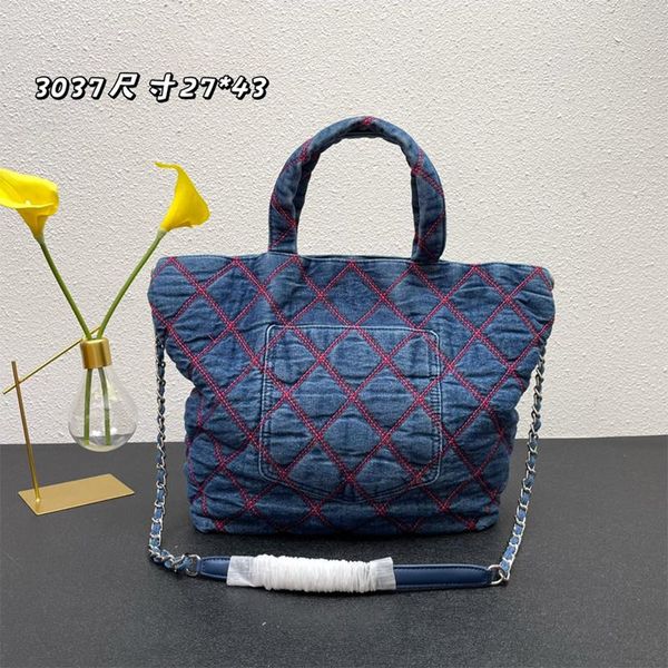 

22 early autumn new tote bag coco beach capsule collection large-capacity shoulder bag denim handbag shopping bags cross body blue