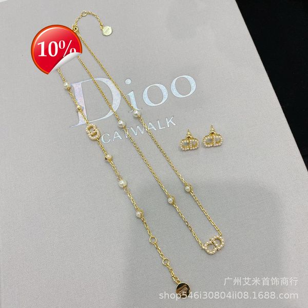 

luxury design women's necklace star the same d family pearl simple fashion c earrings female di timeless bracelet set batch, Silver