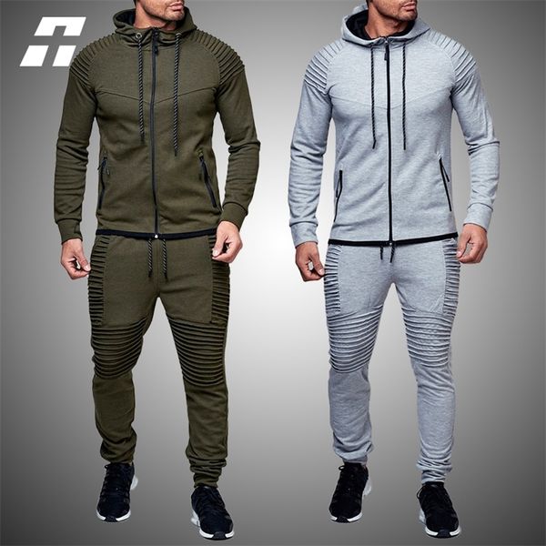 

mens tracksuits mens casual tracksuit fashion men jacket sweatpants 2 pieces sets casual solid color sportswear male brand clothing 220905, Gray