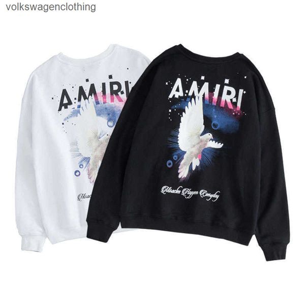 

men's hoodies sweatshirts meichao us amirs casual hip hop high street hole ins floral print round neck sweater for men and women, Black