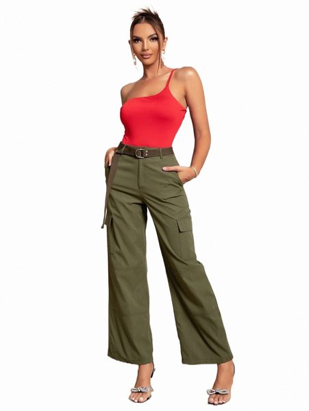 

women's pants & capris joyfunear belted flap pocket cargo pants 44ut#, Black;white