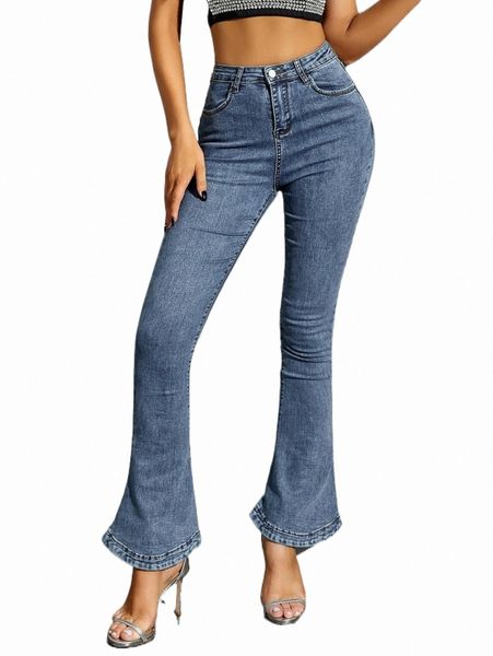 

women's jeans high waist flare leg jeans 2022 new c0rs#, Blue