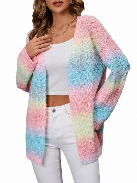 

women's sweaters ombre drop shoulder duster cardigan 31mq#, White;black