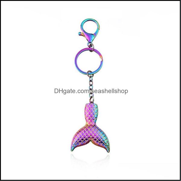 

key rings rainbow mermaid fishtail keychains metal key chain ring rings keyring holder accessories drop delivery 2 dhseller2010 dhftj, Slivery;golden