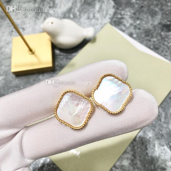 

designer van large clover charm stud earrings sweater chain pendant necklace classic love charm couple gift screw party wedding jewelry263e, Golden