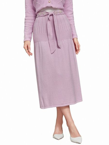 

women's sweaters pearls beaded knot front knit skirt 40m8#, White;black