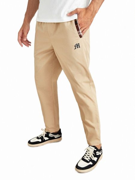

men's pants men letter graphic contrast tape pants 28zf#, Black