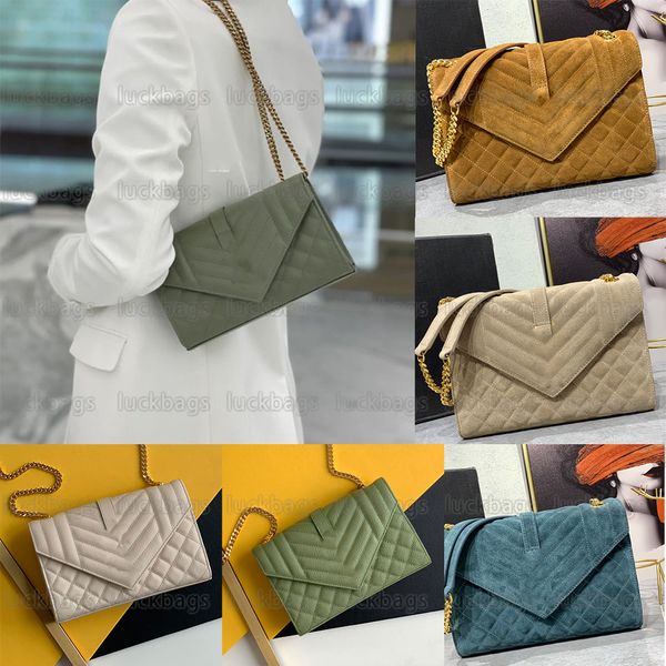 

envelope chain bag wallet mix matelasse grain de poudre handbag detachable chain strap shoulder bags suede vertical chevron or diamond quilt
