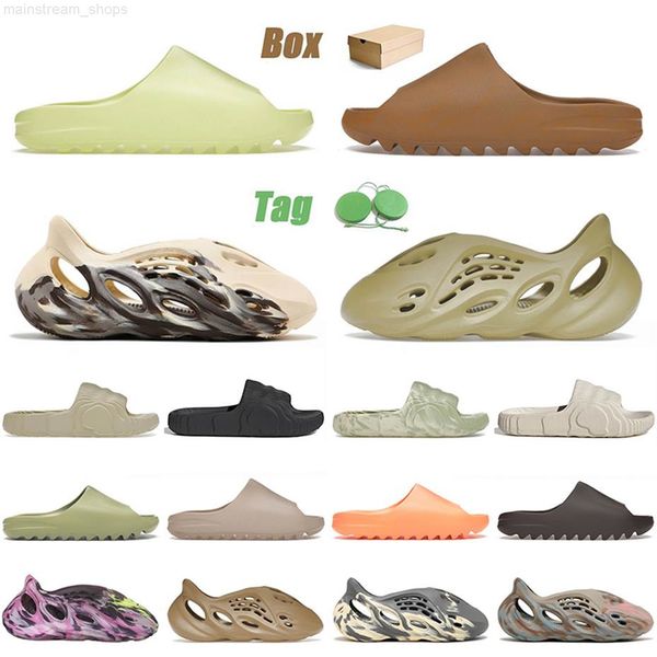 

slippers sandals slippers 2022 designer mens women sliders slippers size 13 slides mx carbon sulfur sand grey pure glow green bone sazd, Black