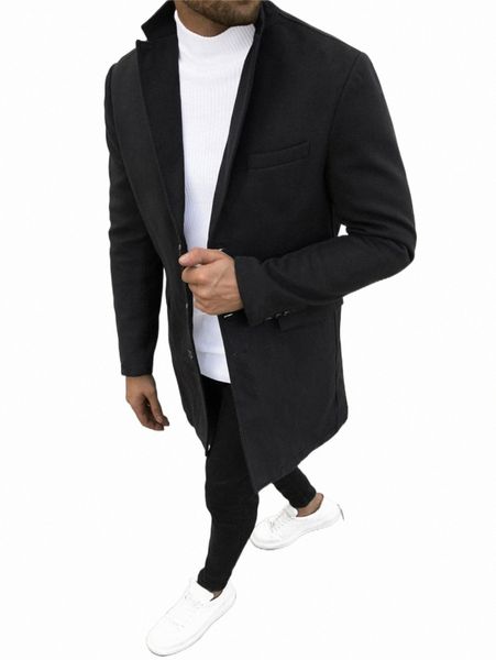 

men's down & parkas men lapel neck button front overcoat c1uy#, Black