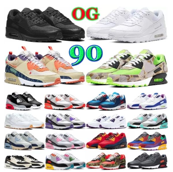 

shoes air 2022 airmax new 90 90s max running shoes mens women black white classic cushion casual training sports sneakers big size 36-45, Black;brown