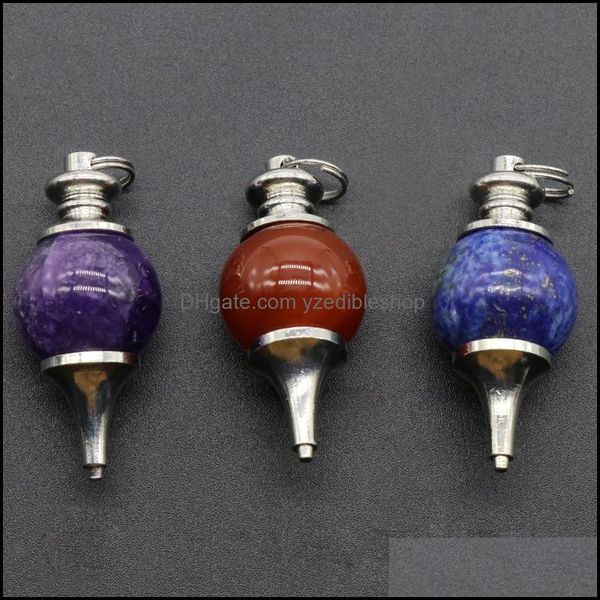 

charms reiki healing charms amethyst red agate lapis lazwsing pendum circar cone crystal pendant for necklace accessorie dhseller2010 dhnrl, Bronze;silver