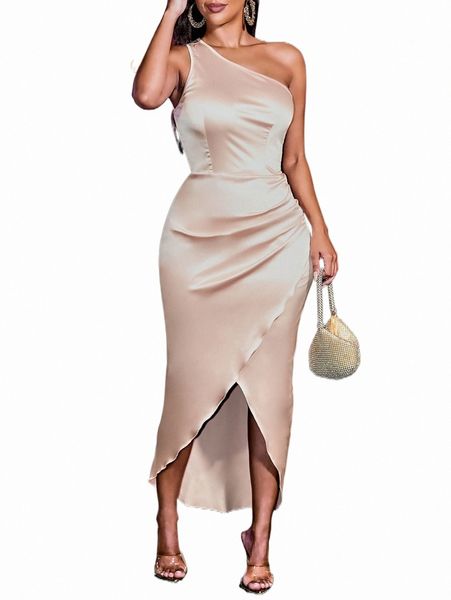 

casual dresses one shoulder tulip hem dress 2022 new n06s#, Black;gray