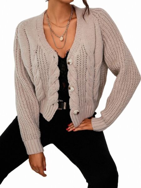 

women's sweaters raglan sleeve cable knit cardigan e2w1#, White;black