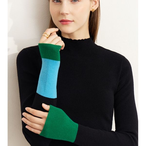 

womens sweaters amii minimalism autumn sweaters for women fashion turtleneck knitted patchwork sweater office lady female clothing 12241127, White;black