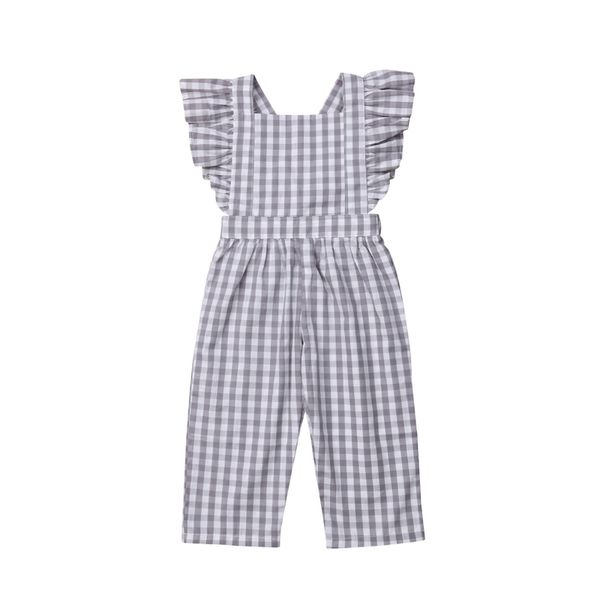 

overalls toddler kids baby girl summer plaid stripe ruffles backless romper jumpsuit playsuit sunsuit clothes girls overalls 220905, Blue