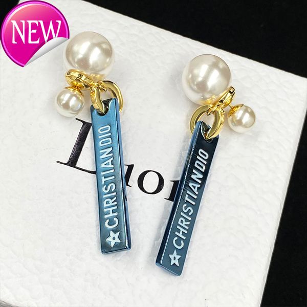

luxury brand design earrings pearls before and after d's house english letters women's high sense fashion temperament tiktok ins e, Golden;silver