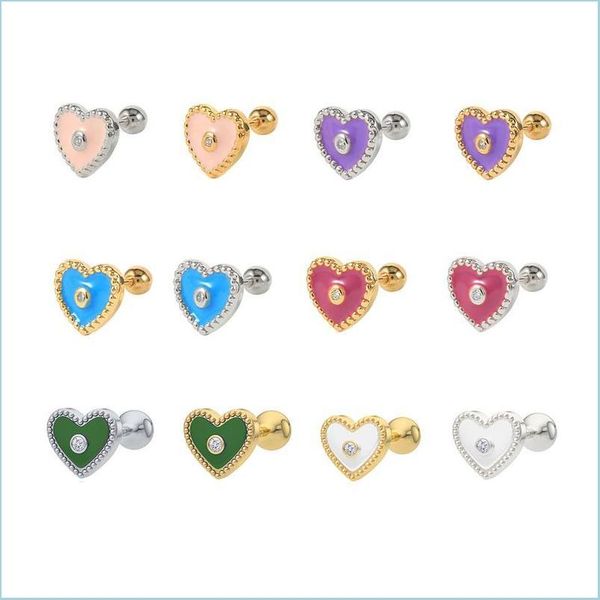 

stud stud mc 925 sterling sier earrings women girls ins heart zircon jewelry gift for party street 1pc piercing drop delivery 2021 jew dhlzm, Golden;silver