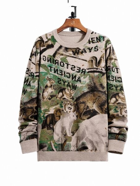 

men's sweaters men animal & letter pattern sweater q58m#, White;black