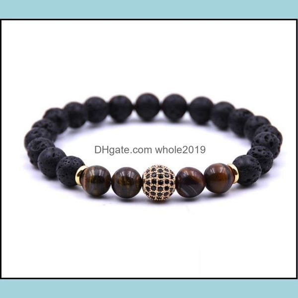 

beaded strands mens and womens beads bracelet elastic natural stone yoga volcanic lava rock round loose ball drop delivery 2021 jewe dh8qu, Black