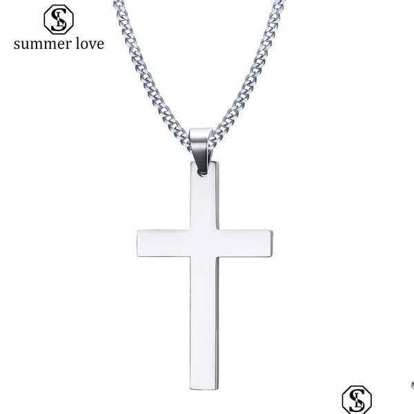 

pendant necklaces stainless steel simple cross pendant necklace for women fashion sier gold plating christian pray jesus cha nanashop dhuyz, Silver